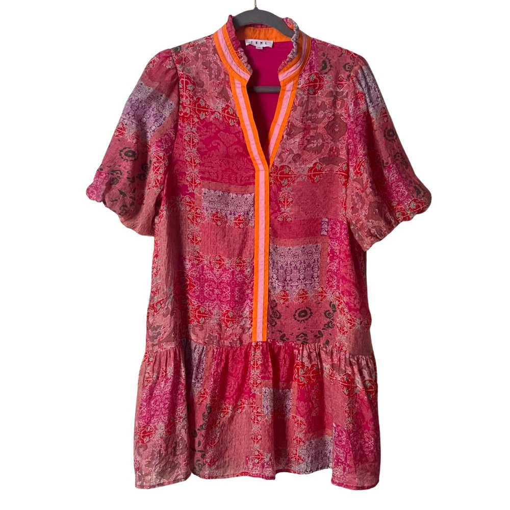 THML Pink and Orange Patchwork Peasant Dress